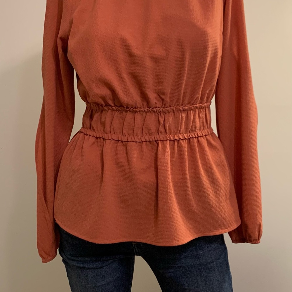 Monteau Terracotta Ruffle Blouse - Picture 2 of 4